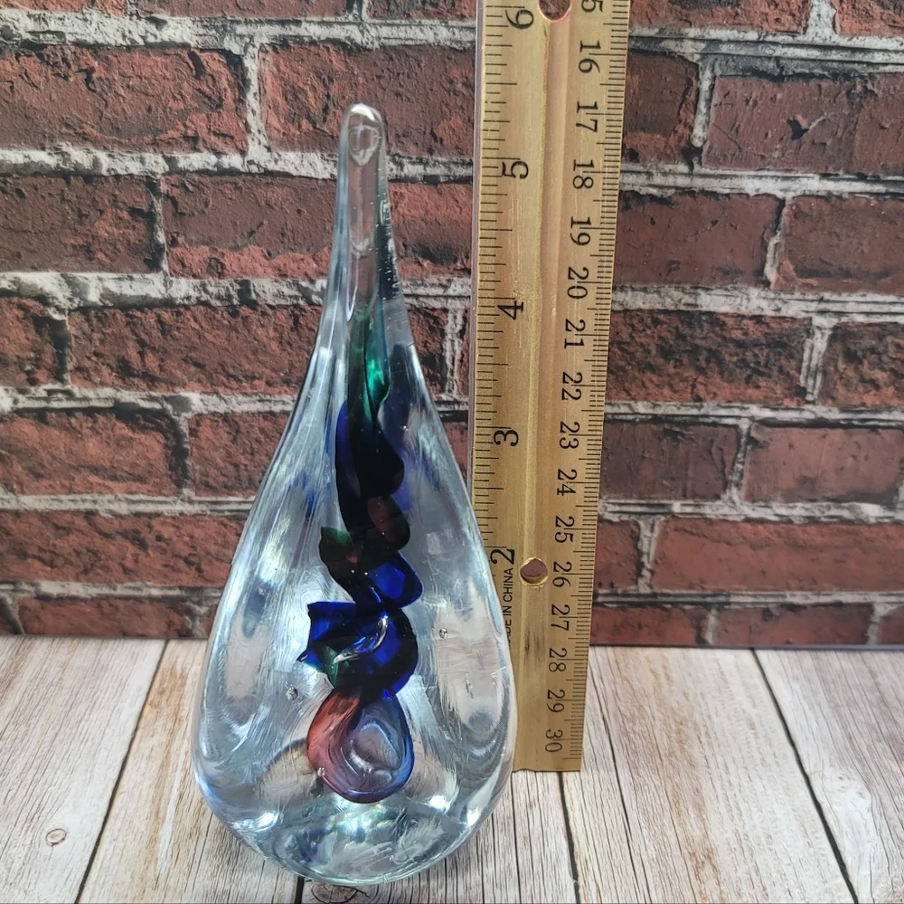Original Adam Jablonski Signed Glass Sculpture Multi Colored Swirl Paperweight - Picture 8 of 10